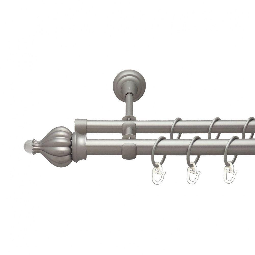 Карниз Orvit Таджа-Кристал металевий дворядний відкритий гладка труба кільце металеве Сатин 19\16 мм 240 см Львов - изображение 1