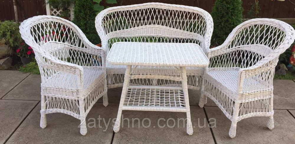 Меблі з лози біла| Комплект плетеної з лози з диваном| Київ - фото 8