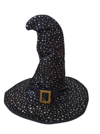 Шляпа Ведьмы со звездочками для Хэллоуина one size черная Киев