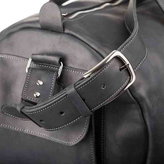 Сумка дорожня Grande Pelle 11046 з вінтажній шкіри Чорна Київ