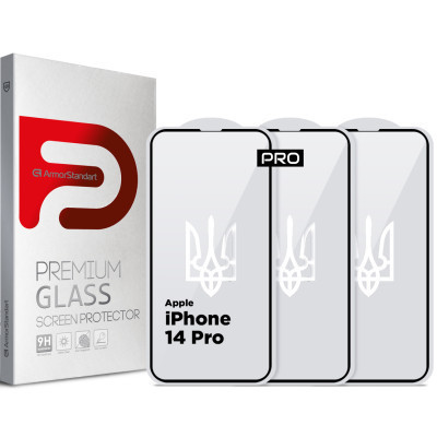 Стекло защитное Armorstandart Pro 3D LE Apple iPhone 14 Pro Black 3 шт (ARM77601) Винница - изображение 1