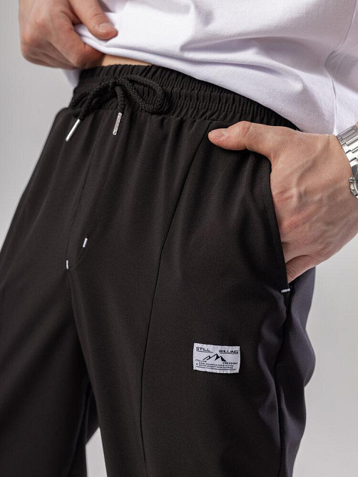 Черные джоггеры для мужчин. Мужские демисезонные легкие штаны джоггеры Pobedov Savaya Киев - изображение 5