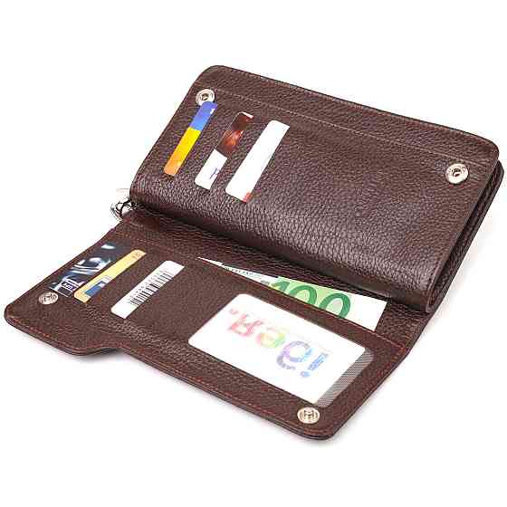 Оригинальное портмоне клатч из натуральной кожи CANPELLINI 21537 Коричневое Киев