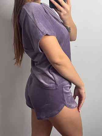 Пижама женская футболка + шорты из плюшевого велюра Лиловый S Харьков