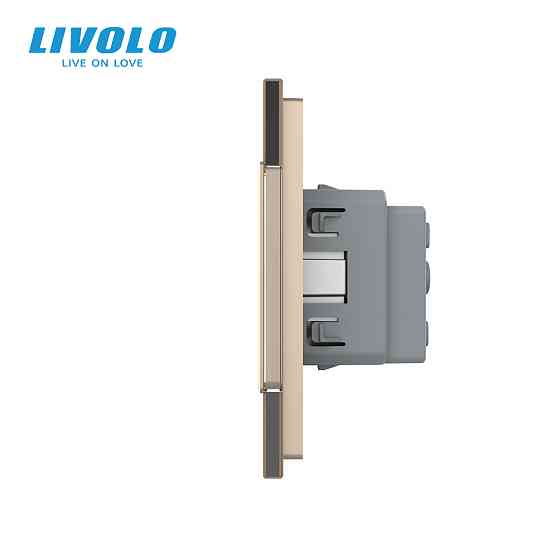 LIVOLO П’ятимісна електрична розетка з заземленням LIVOLO, золота, скляна рамка, шторки, 250В 1 Коломыя