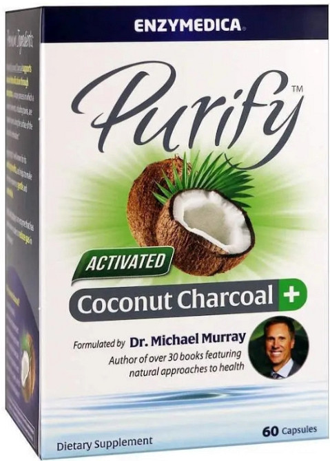 Активированный кокосовый уголь Enzymedica Activated Coconut Charcoal+ 60 капсул Киев - изображение 1
