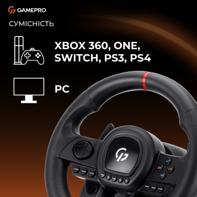 Руль GamePro RW038PM з педалями та коробкою передач PC/XBOX360/XBOXONE/SWITCH/PS3/PS4 (RW038PM) Винница - изображение 4