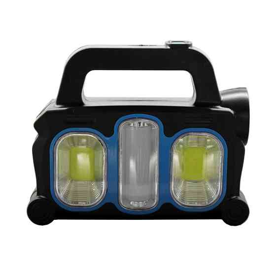 Фонарик с аккумулятором и солнечной батареей, синий Днепр