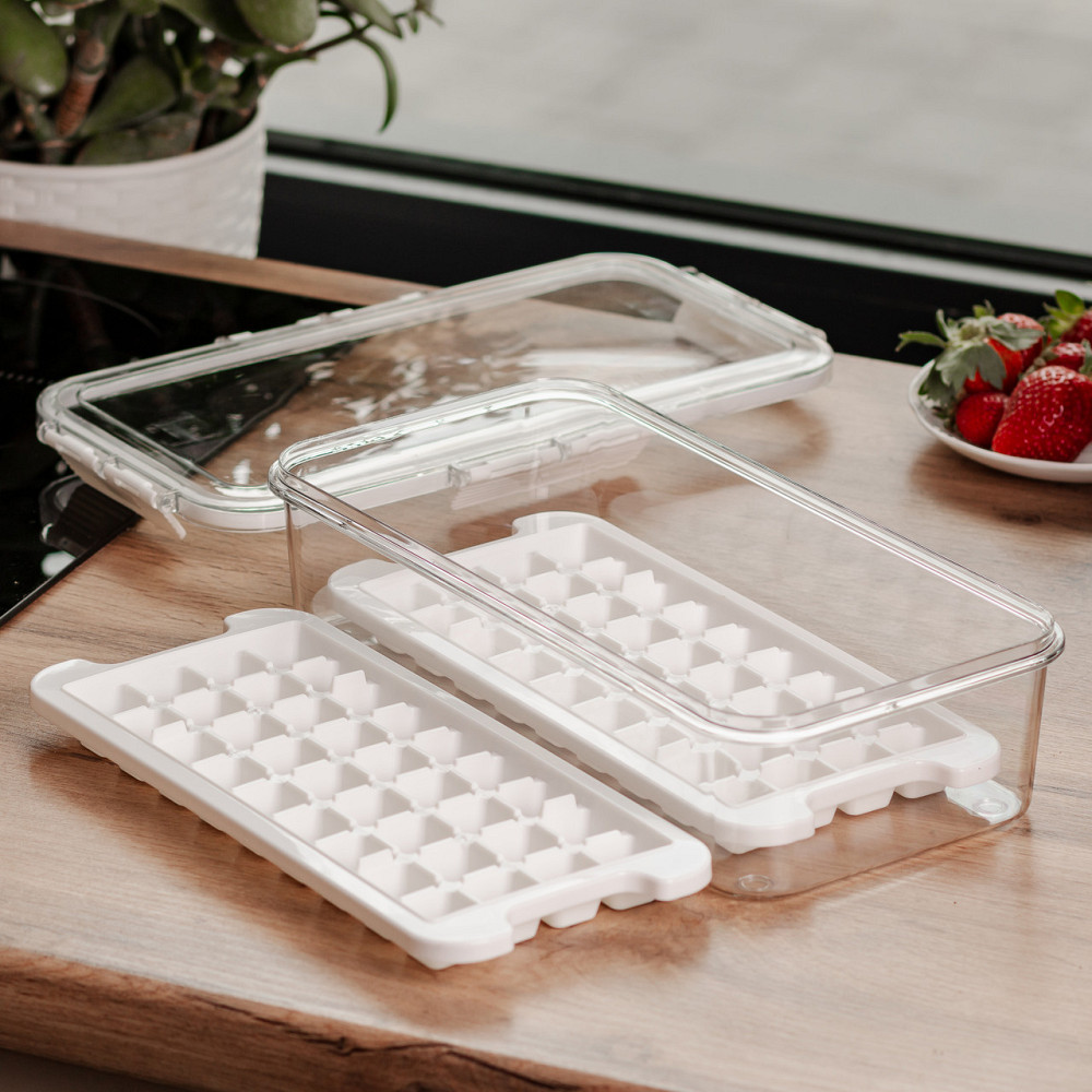 Контейнер для заморозки льоду з кришкою 72 відсіку 30.5х16х7.5 см харчовий контейнер пластиковий Бежевий HP-27-9 Коломия - фото 3