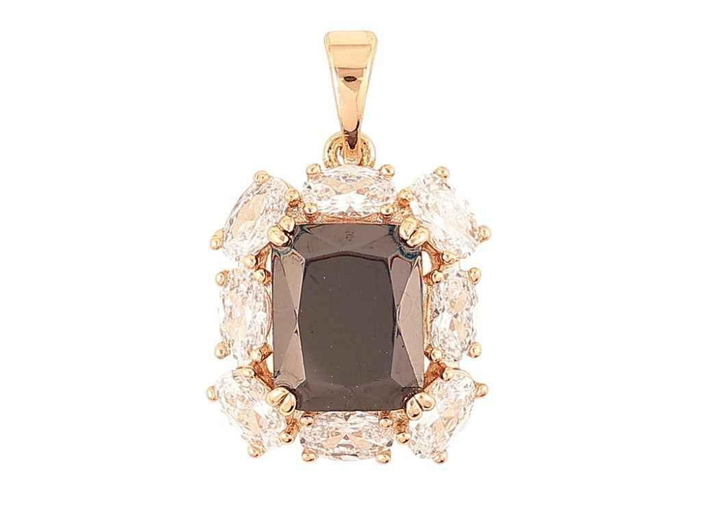 Кулон Позолота 18K «Чорний фіаніт в обрамленні цирконію» для ланцюжка до 5мм (262198) ТМ XUPING Київ - фото 1