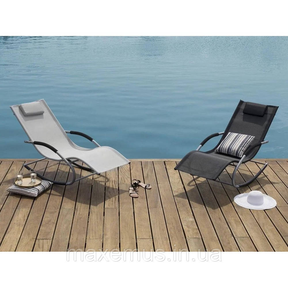 Шезлонг-качалка Bonro BG01 садовый лежак для отдыха серый Мостиска - изображение 12