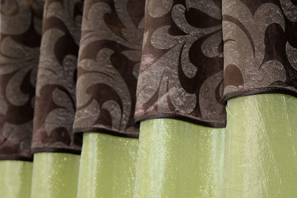 Кухонні штори VR-Textil № 073к з ламбрекеном і підхватами салатовий із коричневим 270х170 см (52-0157) Київ - фото 4