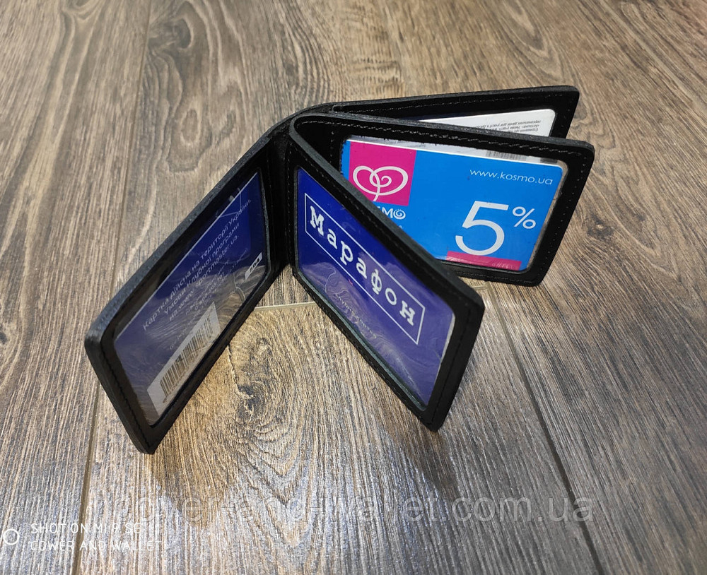 Маленька шкіряна обкладинка для прав і ID документів на чотири відділи Leather Київ - фото 1