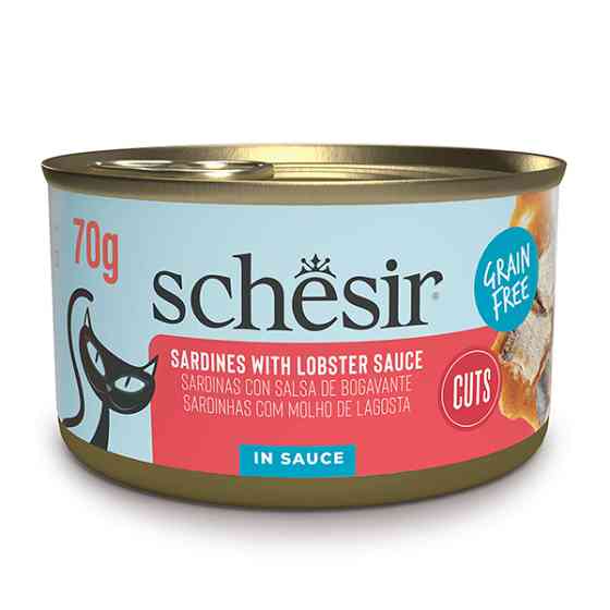 Schesir Grill Sardines with Lobster sauce ШЕЗИР САРДИНА С ЛОБСТЕРОМ в соусе натуральные консервы беззерновой корм для котов, банка 70г Киев