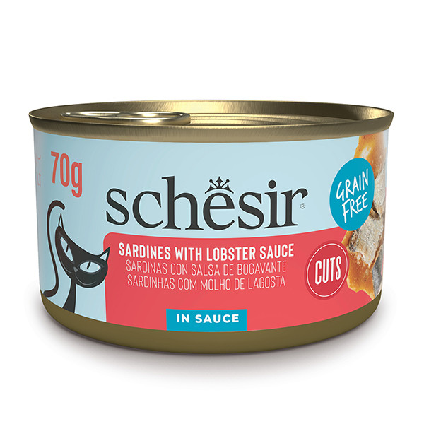 Schesir Grill Sardines with Lobster sauce ШЕЗИР САРДИНА С ЛОБСТЕРОМ в соусе натуральные консервы беззерновой корм для котов, банка 70г Киев - изображение 1