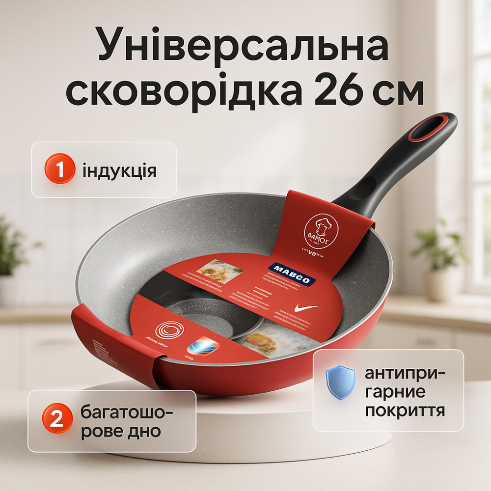 Сковорода зручна для приготування MG-1178 26 см, Сковорода якісна на плиту глибока алюміній AW-36 Львів - фото 18