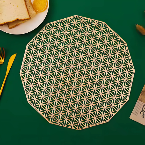 Сервірувальна серветка під гаряче кругла, килимок сервірувальний килимок золотистий набір 2 шт Кам'янець-Подільський