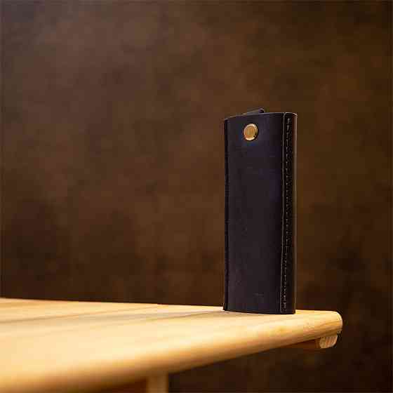 Ключниця тубус шкіряна на кнопках Синя (GRANDE PELLE) Київ