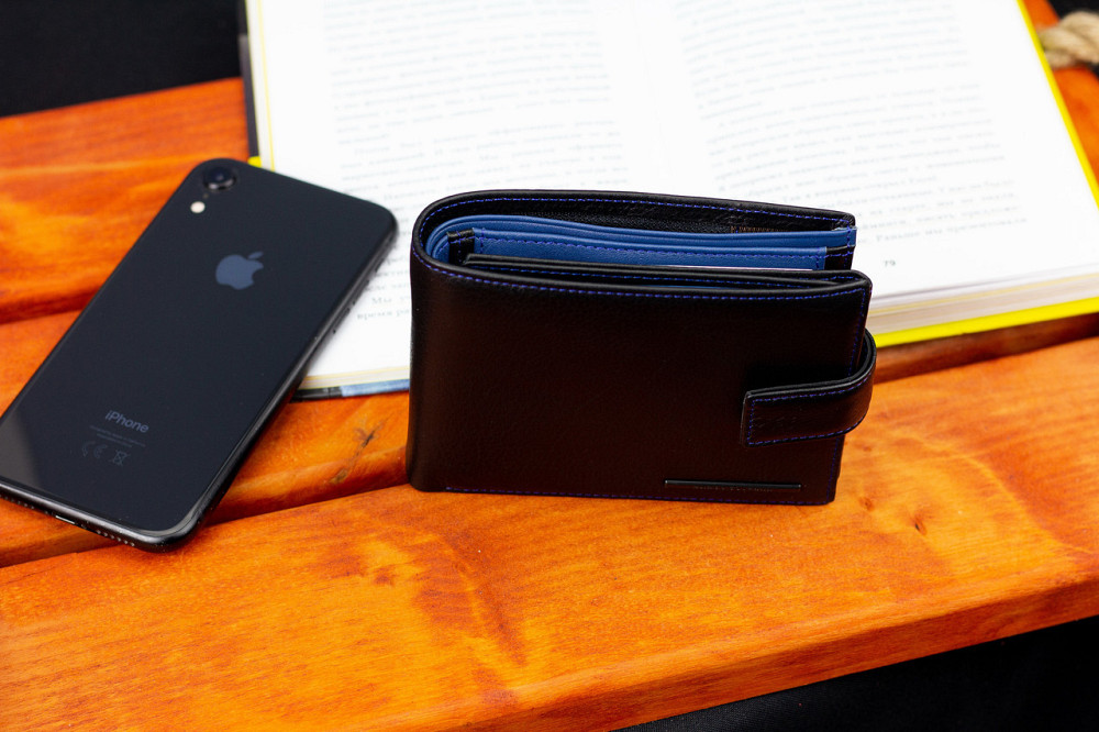 Чорний стильний чоловічий гаманець з блоком для документів із натуральної шкіри Marco Coverna MC-1006 A 1221 Київ - фото 20