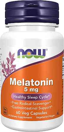 Мелатонин, Melatonin, Now Foods, 5 мг, 60 вегетарианских капсул Луцьк