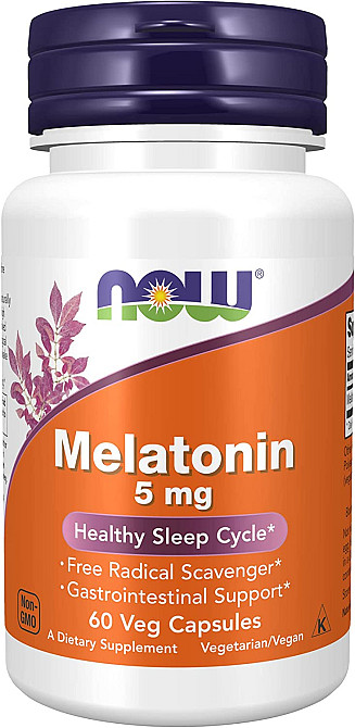 Мелатонин, Melatonin, Now Foods, 5 мг, 60 вегетарианских капсул Луцьк - фото 1