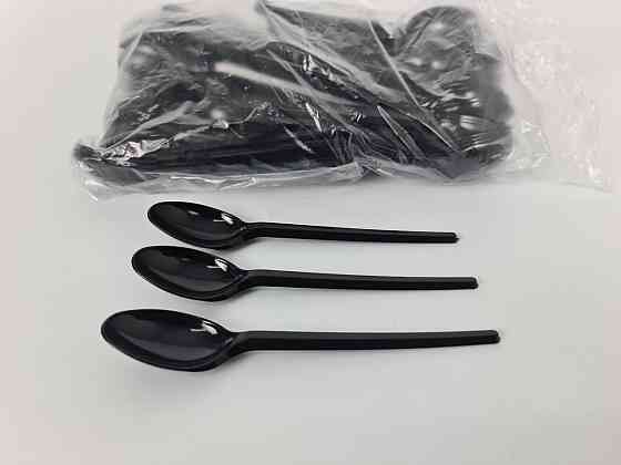 Ложка пластикова чайна чорна Андрекс (100 шт.) Харків