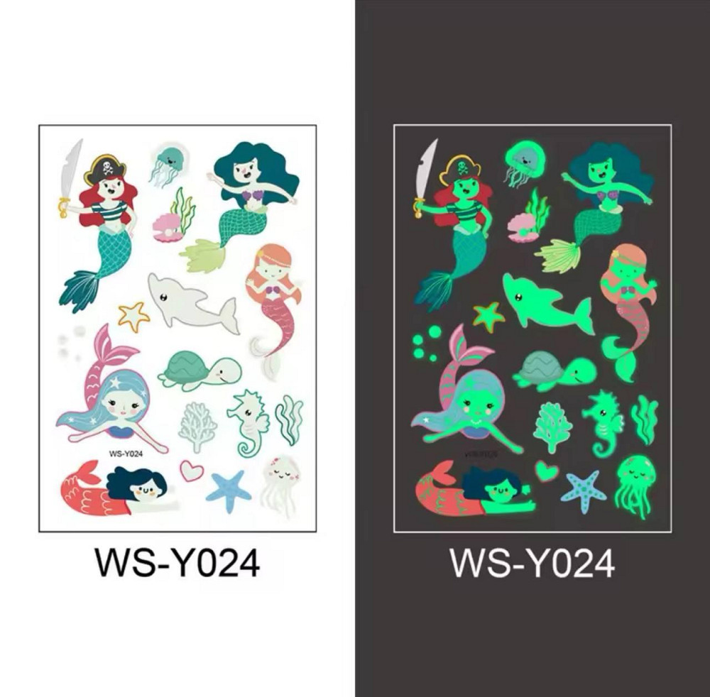 Дитячі тимчасові тату перекладні, флуоресцентні тату для дітей, водостійкі тату, що світяться, 5 лис Київ - фото 5