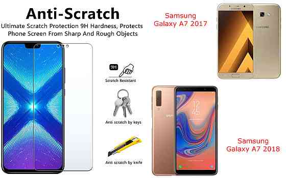 Захисне скло NeoGlass для Samsung Galaxy A7 2017, Galaxy A7 2018 – надпрозоре та стійке Київ