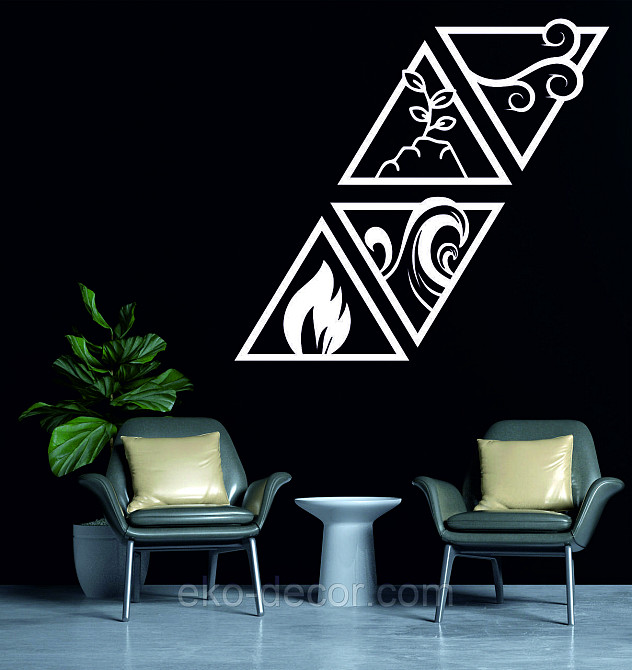 Декоративное настенное Панно «Огонь-вода-земля-воздух» Декор на стену 44*53 см (4 шт.), Белый Киев - изображение 1