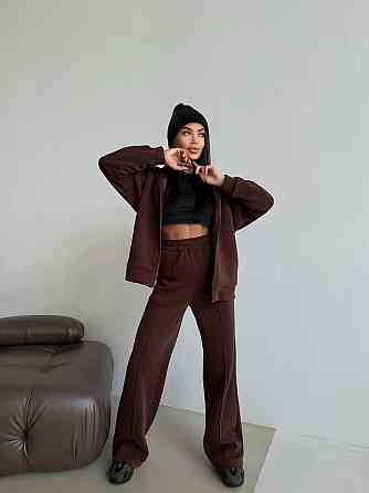 Женский теплый прогулочный костюм двойка: брюки + зип-худи трехнитка на флисе 46/48 Одесса