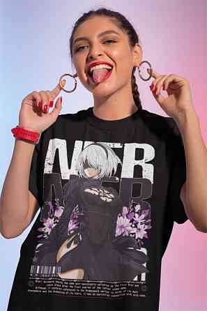 Футболка для мальчика аниме Ниер Аутомата Йорха Аниме оверсайз (рост от 165 до 180 ) Черний AnimeJ0525m Днепр