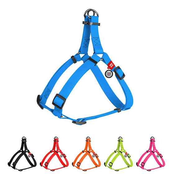 Шлея для собак водостійка WAUDOG Waterproof, з QR паспортом, металева пряжка-фастекс, Ш 15 мм, Дов 40-55 см блакитний Київ