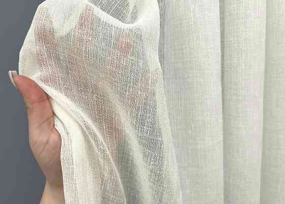 Тюль VR-Textil 2042т Лен Шлифованный однотонный с отблеском Кремовый 400х270 см (42-1157) Киев