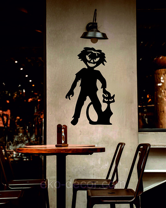 Декоративне настінне Панно «Сілует дітей. Гелловін», Декор на стіну 90*57 см, Чорний Київ - фото 9