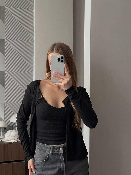 Женский базовый повседневный комплект из майки и кофты трикотаж рубчик Одесса - изображение 3