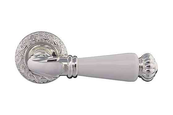 Ручки дверні Gavroche NEODIUM BS/White  яскраве срібло/ білий Київ