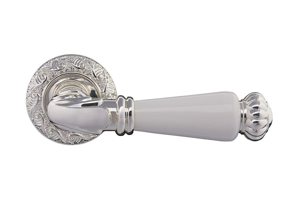 Ручки дверні Gavroche NEODIUM BS/White  яскраве срібло/ білий Київ - фото 1