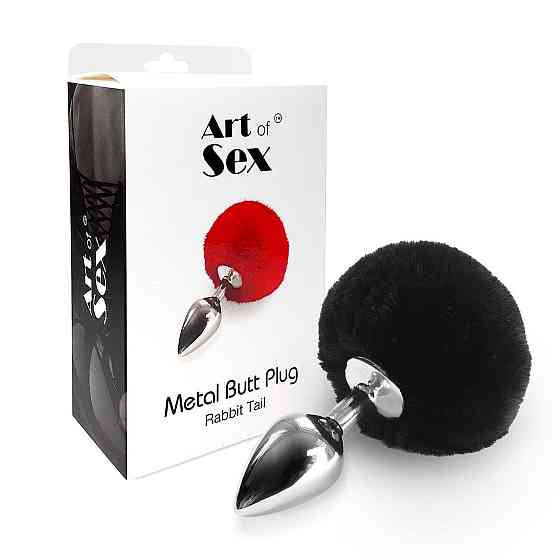 Металлическая анальная пробка М Art of Sex - Metal Butt plug Rabbit Tail Black, диаметр 3,4 см Sex Aura Киев