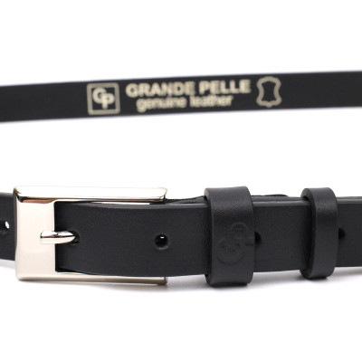 Ремінь Grande Pelle Тонкий жіночий шкіряний Чорний (11673) Вінниця - фото 7