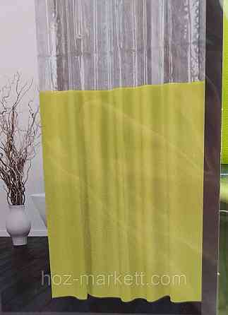 Штора в ванную однотоная с прозрачным верхом лайм шторка для ванной 180 х 180 см Харьков