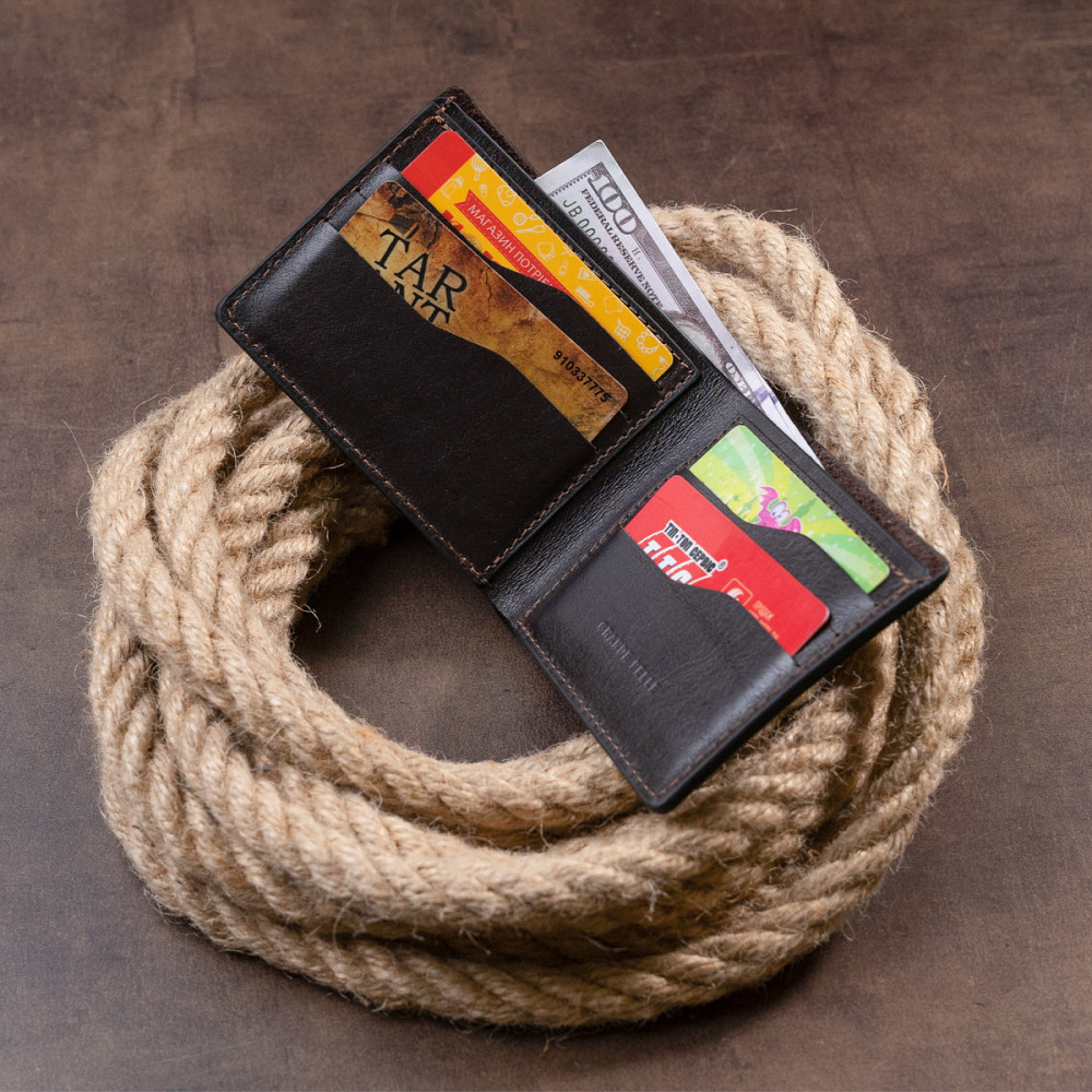 Стильне портмоне в гладкій шкірі GRANDE PELLE 11312 Коричневе Київ - фото 10