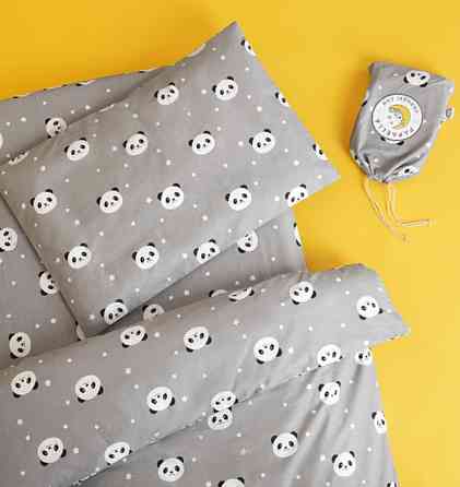 Постільна білизна у ліжечко Ideal Textile для немовлят Панда сіра (56860890) Чернівці