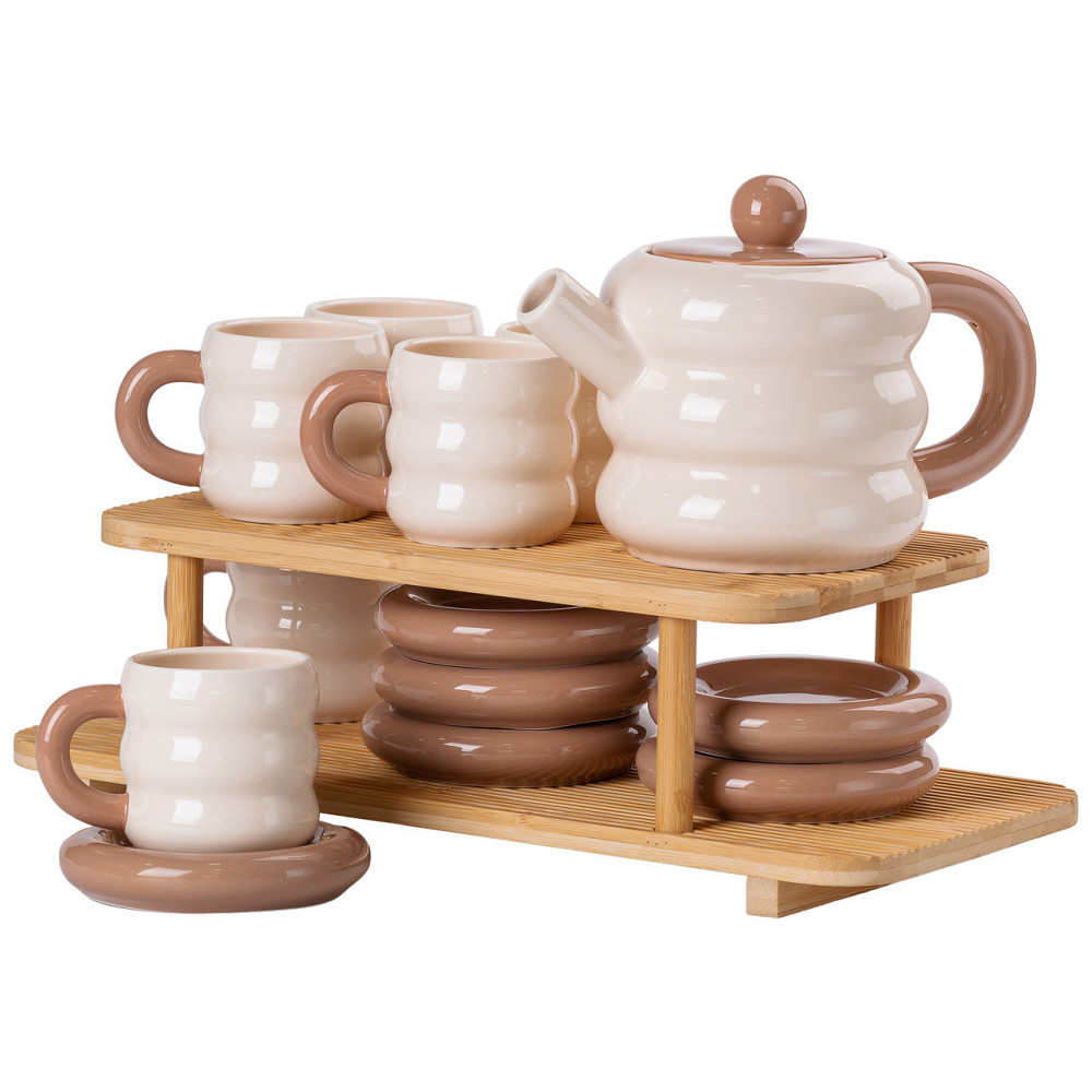 Чайний сервіз на 6 персон з 2-ярусною бамбуковою підставкою HP-15-20 Київ - фото 5
