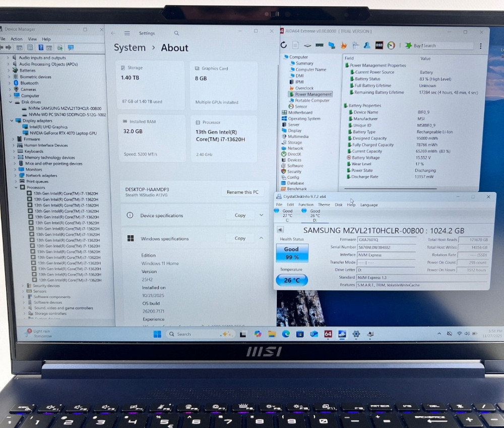 MSI Stealth 16 Studio i7-13620H 32GB RAM 1TB SSD RTX 4070 Гарантия. Харьков - изображение 7