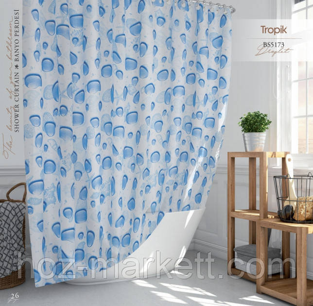 Тканевая шторка для душа Тропик 180 х 200 см Турция  пузыри Харьков - изображение 1