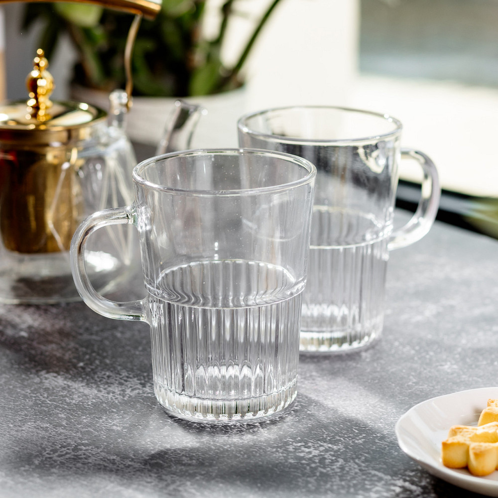 Yiwu Набір чашок скляних 2 шт. для чаю, кави 500 мл прозорі HP-YH-70 Киев - изображение 5