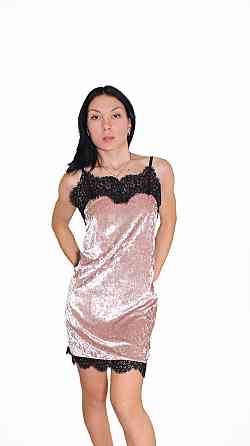 Женская ночная рубашка из мраморного велюра Бежевый S Харьков