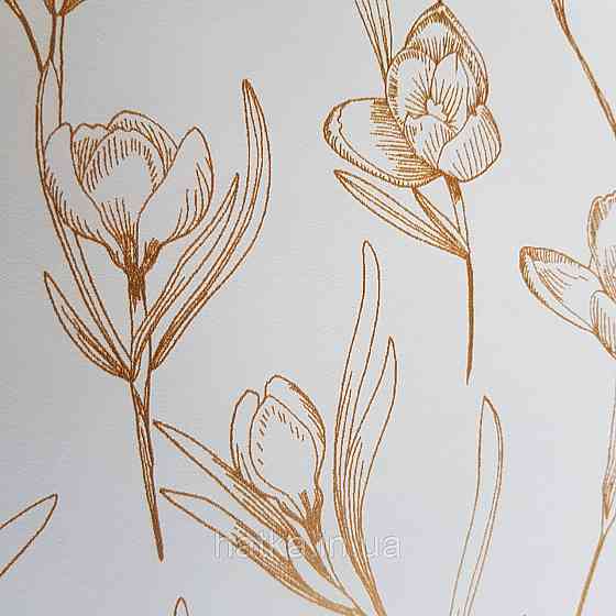 Шпалери вінілові на флізелін Caselio The Place to bed 0.53х10 м ніжні золотисті квіти на білому Київ
