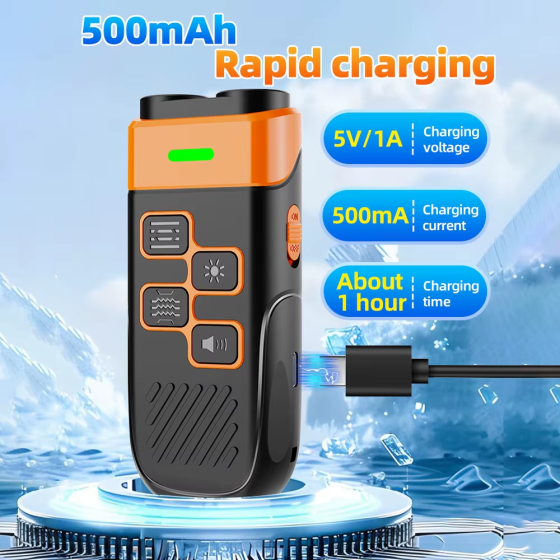 Ультразвуковой отпугиватель и тренер собак Ultrasonic K40 с фонариком Type-C Черный с оранжевым Винница