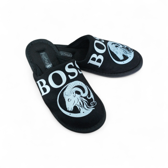 Тапочки підліткові хлопчик домашні кімнатні PaGo Знаки зодіаку "Овен" Чорні 37 Одеса